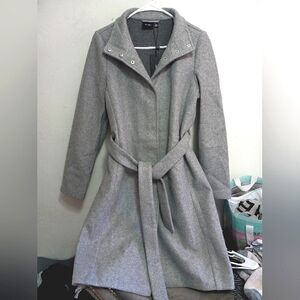 Gray, long wool coat